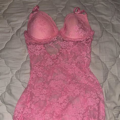 Pink Vintage Lingerie Babydoll Top Size 36B Bust Depop
