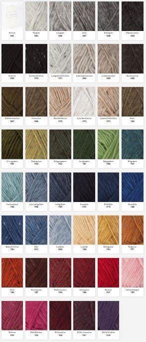 Álafoss Yarn Color Chart