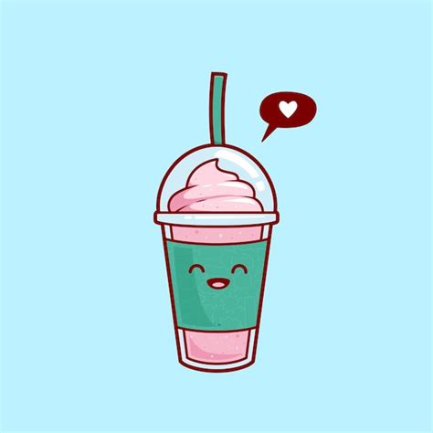 Premium Vector Happy Strawberry Smoothies Milkshake Juice With Ice