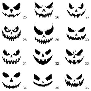 Halloween Face Svg, Pumpkin Face Svg Files, Halloween Silhouette Svg ...