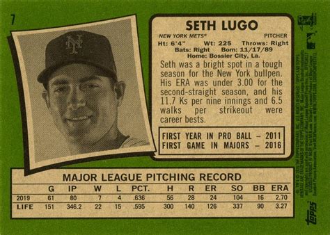 2020 Topps Heritage 7 Seth Lugo Trading Card Database