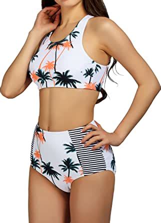 Amazon Adfolf Women S High Waist Bikini Set Bathing Suit Piece Padding Swimsuit Cute