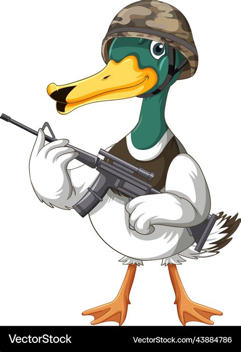 Soldier Duck Holding Gun Cartoon Royalty Free Vector Image