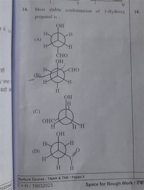 Most Stable Conformation Of 3 Hydroxy 14 Propanal Is Filo