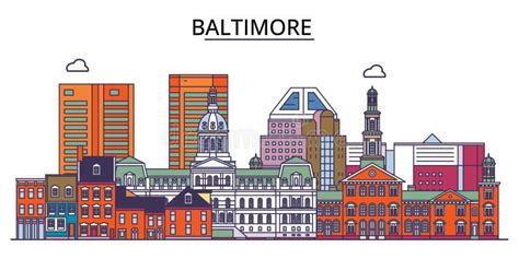 United States Baltimore City Tourism Landmarks Vector City Travel