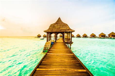 Sunset over a resort on the Maldives 2094233 Stock Photo at Vecteezy