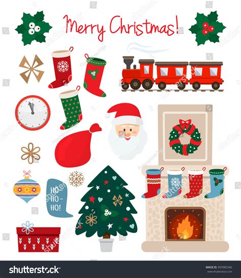 Large Set Christmas Symbols Isolated On Stock Vector (Royalty Free ...