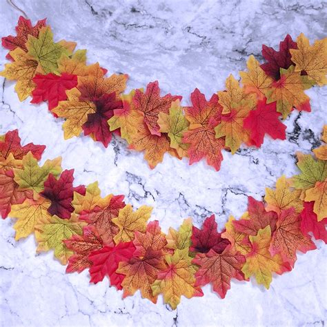 Supla Pcs Colors Assorted Fake Silk Autumn Maple Leaves Bulk