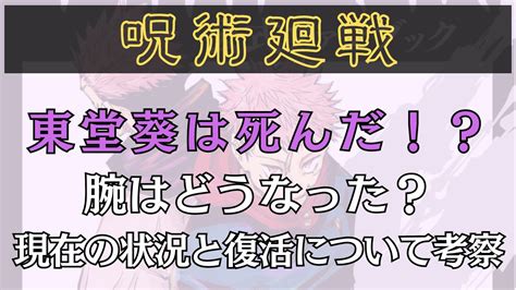 呪術廻戦東堂葵は死亡した腕は現在の状況と今後の復活について考察してみた Finney