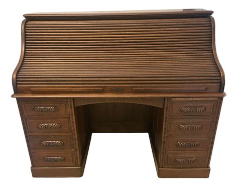 Large Antique Edwardian Freestanding Oak Roll Top Desk 1900 Chairish