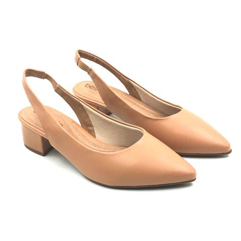 Sapato Beira Rio Bico Fino Salto Bloco Nude Conceito M