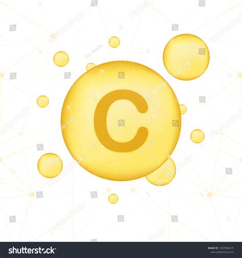 Vitamin C Gold Shining Icon Ascorbic Stock Vector Royalty Free