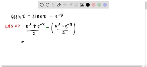 SOLVED Prove The Identity Coshx Sinhx E X