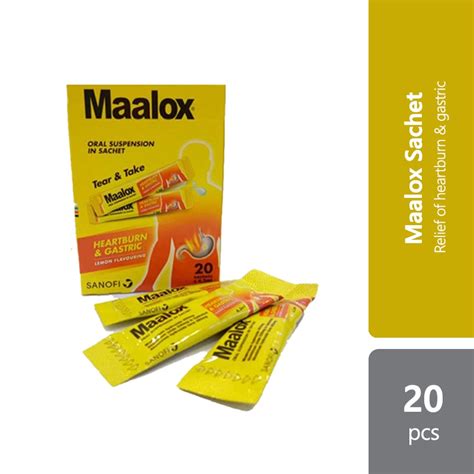 Maalox Sachet S Lemon Flavour Relief Heartburn Gastric Shopee