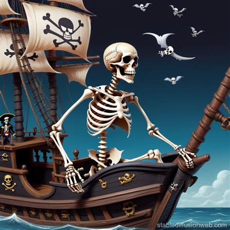 Skeleton Pirate Ship Captain | Stable Diffusion Online