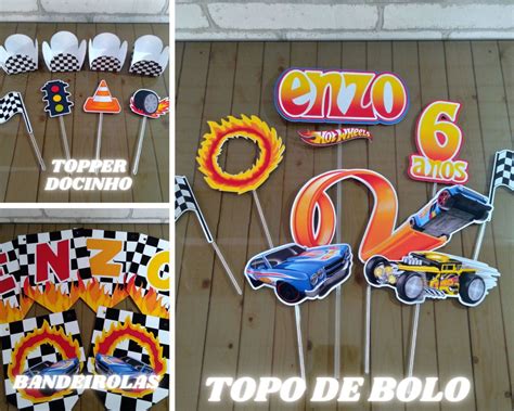 Kit Festa em Casa Decoração Só Um Bolinho Hot Wheels Elo