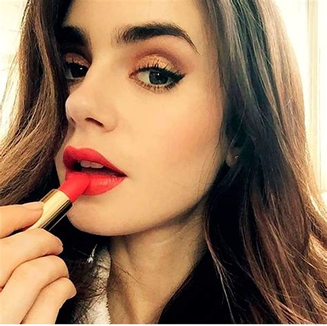 Lilly Collins Red Lips Stunningly Beautiful Beautiful Women Lily Collins Makeup Lilly Collins