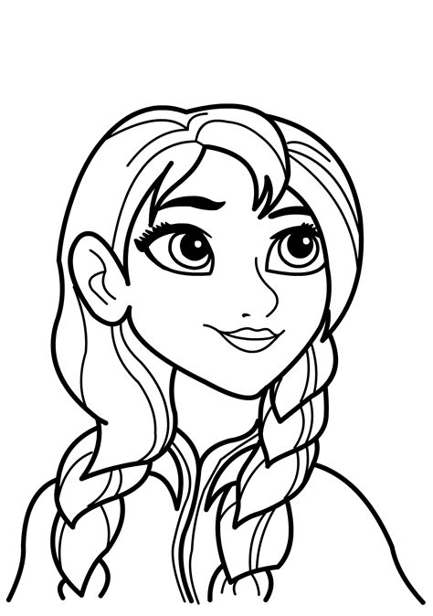 Anna Frozen Face Coloring Template Pages Sketch Coloring Page