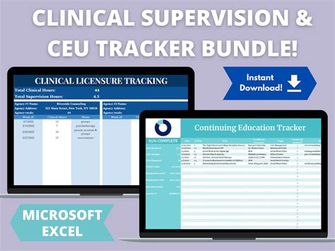 Clinical Supervision Ceu Tracker Bundle Microsoft Excel Lcsw Clinical