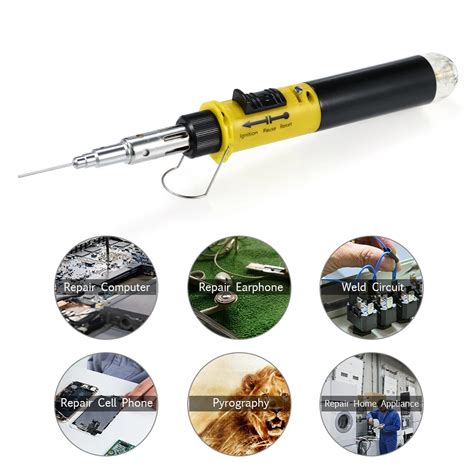 Gas Soldering Iron 12 in 1 Pen Type Butane Gas Electric Soldering Iron Set Dual Function Flame ...