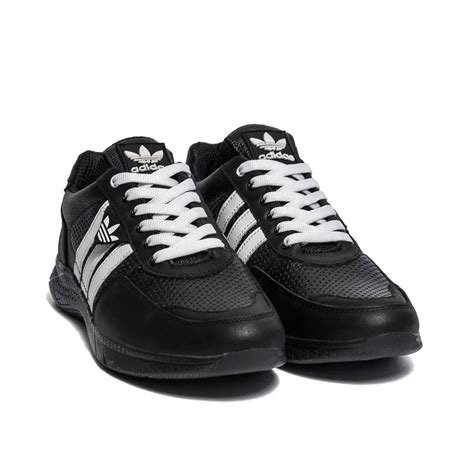 Кроссовки Мужские Кожаные Летние Черные с Белым Ads Climacool. Кеды ...