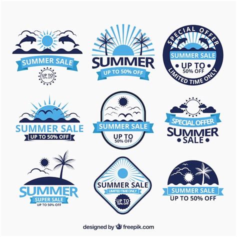 Conjunto De Insignias De Verano En Estilo Plano Vector Gratis