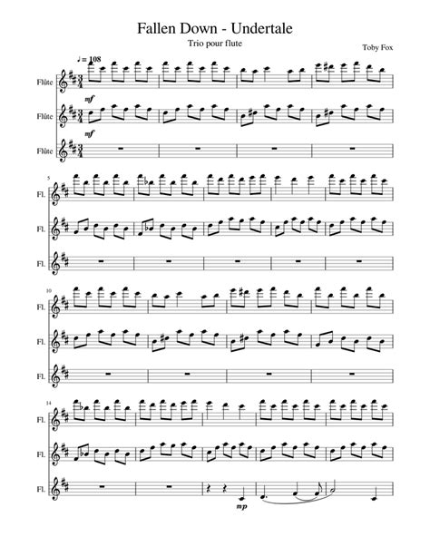 Fallen Down Undertale Sheet Music For Flute Mixed Trio