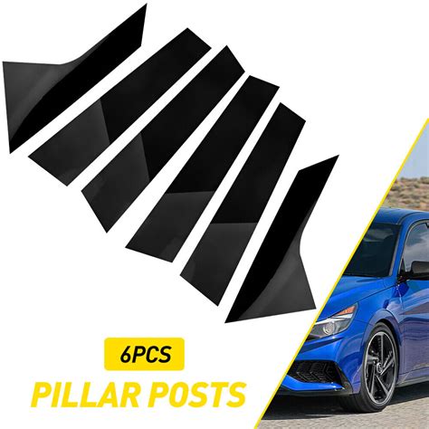 6pcs Glossy Black Pillar Posts Door Window Trim For Hyundai Avante 2021