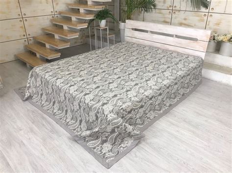 Покрывало Орнамент Пейсли серый, жаккард, двухстороннее | Home decor ...