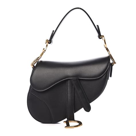 CHRISTIAN DIOR Calfskin Mini Saddle Bag Black 539999