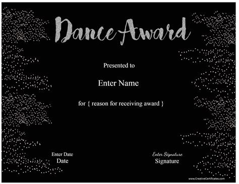 Free Dance Certificate Template - Customizable and Printable