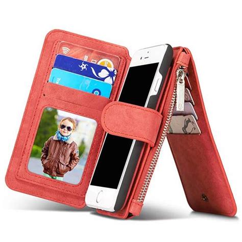 Caseme Iphone 7 Zipper Wallet Detachable 2 In 1 Flip Case Red Iphone 7