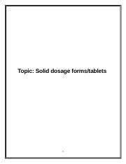 Sugar coated tablet.docx - Topic: Solid dosage forms/tablets 1 Sugar ...