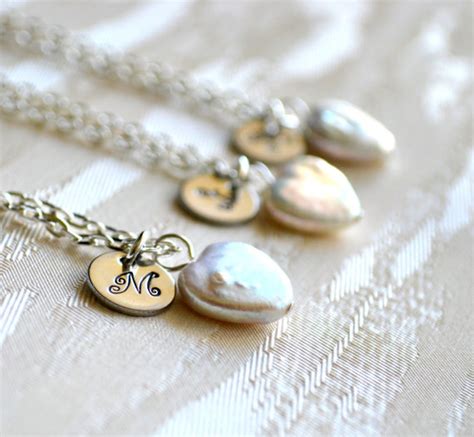 Set Of 4 Personalized Bridesmaids Ts Necklaces Set Of Four Jewelry