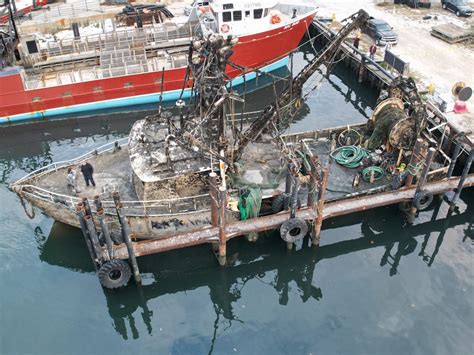 Fishing Boat Raised From The Deep And Docked In Point Pleasant But