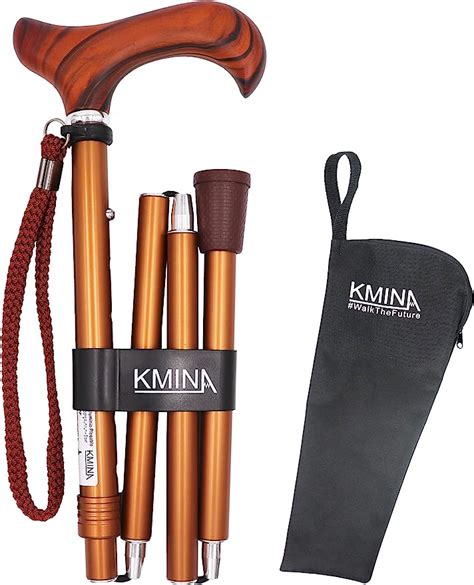 Kmina Pro Folding Walking Sticks For Ladies Wooden Handle Foldable