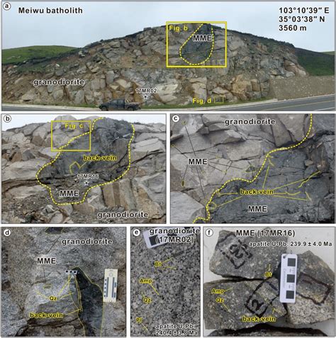 A Outcrop Of The Meiwu Batholith Bd Sharp Contact Between