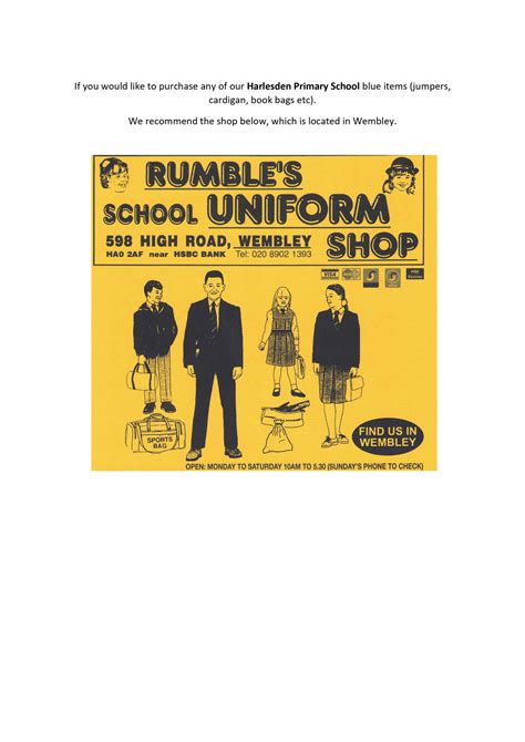 School Uniform | Harlesden Primary School