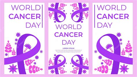 Premium Vector World Cancer Day Purple Ribbon Illustration Social