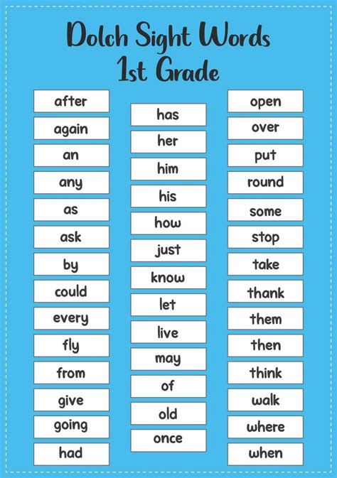 Printable 1st Grade Sight Words Printablee Sight Words First Grade