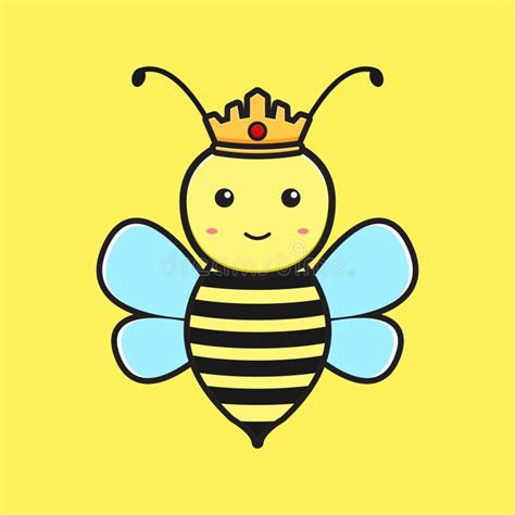 Queen Bee Mascot Cartoon Icon Vector Illustration Stock Vector