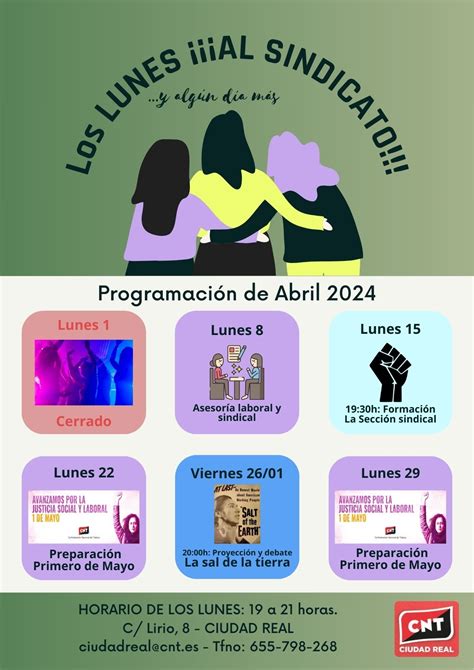 Los Lunes Al Sindicato Actividades De Abril Federaci N