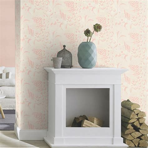 ClassicLiving Pink White Floral Textured Wallpaper - Botanique Plume ...