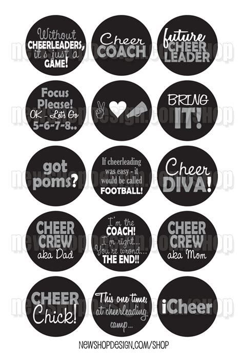 Cheerleading Sayings Vol 1 Digital Collage Sheet Inch Circle Wallpaper