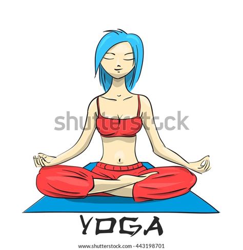 Yoga Girl Lotus Position Vector Illustration Vector De Stock Libre De