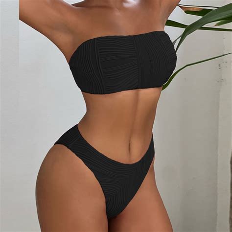 BONIXOOM Tankini Swimsuits For Women Tankini None Solid Bikinis Bikini Summer Swimwears On