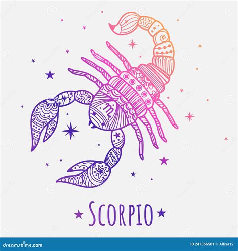 Colorful Zodiac Sign Scorpio Vector Lineart Easy To Recolor Stock