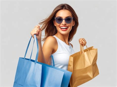 Mujeres Felices Sonriendo Y Disfrutando De Las Compras Con La Bolsa De