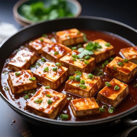 Premium Photo Mapo Doufu Spicy Tofu Dish With Minced Pork Or Beef In