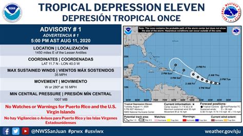 NWS San Juan On Twitter 5 PM AST AUG 11 Advisory Advertencia 1